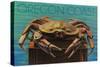 Oregon Coast - Dungeness Crab Vintage Postcard-Lantern Press-Stretched Canvas