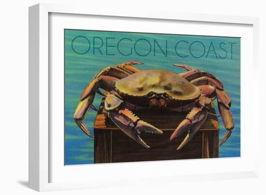 Oregon Coast - Dungeness Crab Vintage Postcard-Lantern Press-Framed Art Print