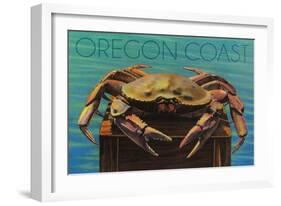 Oregon Coast - Dungeness Crab Vintage Postcard-Lantern Press-Framed Art Print