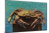 Oregon Coast - Dungeness Crab Vintage Postcard-Lantern Press-Mounted Art Print