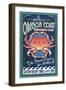 Oregon Coast - Dungeness Crab Vintage Sign-Lantern Press-Framed Art Print