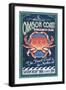 Oregon Coast - Dungeness Crab Vintage Sign-Lantern Press-Framed Art Print