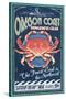 Oregon Coast - Dungeness Crab Vintage Sign-Lantern Press-Stretched Canvas