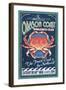 Oregon Coast - Dungeness Crab Vintage Sign-Lantern Press-Framed Art Print