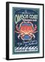 Oregon Coast - Dungeness Crab Vintage Sign-Lantern Press-Framed Art Print