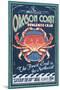 Oregon Coast - Dungeness Crab Vintage Sign-Lantern Press-Mounted Art Print