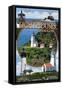 Oregon Coast - Lighthouses Montage-Lantern Press-Framed Stretched Canvas