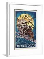 Oregon Coast - Owl and Owlet-Lantern Press-Framed Art Print