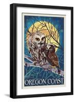 Oregon Coast - Owl and Owlet-Lantern Press-Framed Art Print