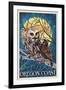 Oregon Coast - Owl and Owlet-Lantern Press-Framed Art Print