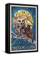 Oregon Coast - Owl and Owlet-Lantern Press-Framed Stretched Canvas