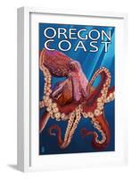 Oregon Coast - Red Octopus-Lantern Press-Framed Art Print