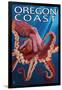 Oregon Coast - Red Octopus-Lantern Press-Framed Art Print