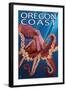 Oregon Coast - Red Octopus-Lantern Press-Framed Art Print