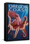 Oregon Coast - Red Octopus-Lantern Press-Framed Stretched Canvas