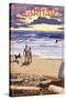 Oregon Coast Scene at Sunset - Gearhart, Oregon-Lantern Press-Stretched Canvas