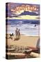 Oregon Coast Scene at Sunset - Gearhart, Oregon-Lantern Press-Stretched Canvas