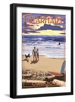 Oregon Coast Scene at Sunset - Gearhart, Oregon-Lantern Press-Framed Art Print