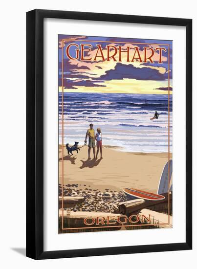 Oregon Coast Scene at Sunset - Gearhart, Oregon-Lantern Press-Framed Art Print