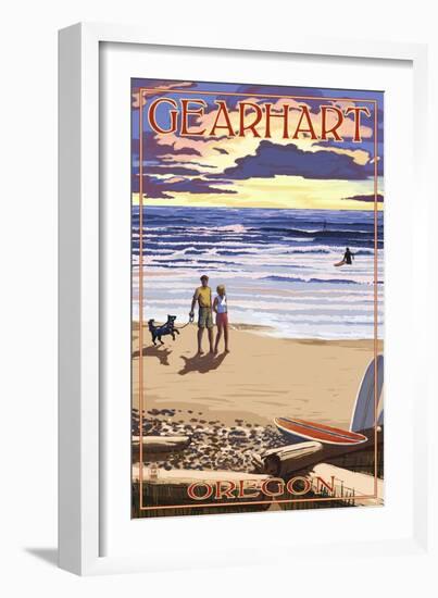 Oregon Coast Scene at Sunset - Gearhart, Oregon-Lantern Press-Framed Art Print