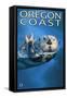 Oregon Coast Sea Otter-Lantern Press-Framed Stretched Canvas