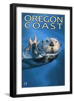 Oregon Coast Sea Otter-Lantern Press-Framed Art Print