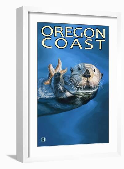 Oregon Coast Sea Otter-Lantern Press-Framed Art Print