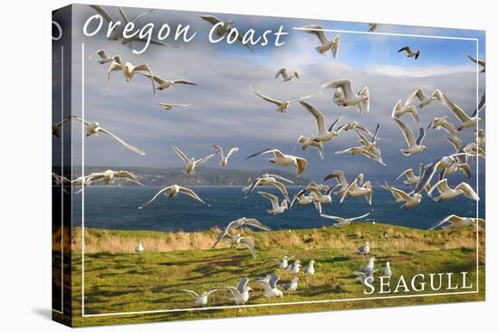 Oregon Coast - Seagulls-Lantern Press-Stretched Canvas