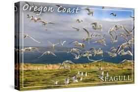 Oregon Coast - Seagulls-Lantern Press-Stretched Canvas