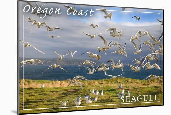 Oregon Coast - Seagulls-Lantern Press-Mounted Art Print