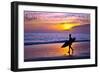 Oregon Coast - Surfer and Sunset-Lantern Press-Framed Art Print