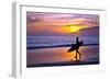 Oregon Coast - Surfer and Sunset-Lantern Press-Framed Art Print