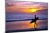 Oregon Coast - Surfer and Sunset-Lantern Press-Mounted Art Print