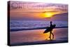 Oregon Coast - Surfer and Sunset-Lantern Press-Stretched Canvas