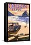 Oregon Coast - Woody on Beach at Sunset-Lantern Press-Framed Stretched Canvas