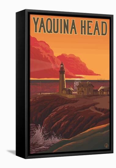 Oregon Coast Yaquina Head Lighthouse-Lantern Press-Framed Stretched Canvas