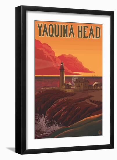 Oregon Coast Yaquina Head Lighthouse-Lantern Press-Framed Art Print