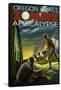 Oregon Coast - Zombie Apocalypse-Lantern Press-Framed Stretched Canvas