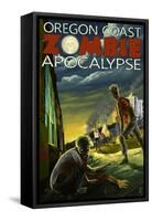 Oregon Coast - Zombie Apocalypse-Lantern Press-Framed Stretched Canvas