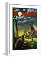 Oregon Coast - Zombie Apocalypse-Lantern Press-Framed Art Print