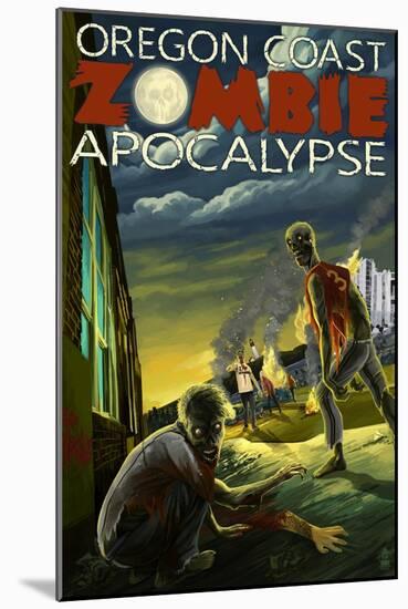 Oregon Coast - Zombie Apocalypse-Lantern Press-Mounted Art Print
