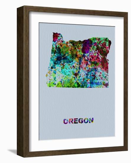 Oregon Color Splatter Map-NaxArt-Framed Art Print