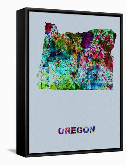 Oregon Color Splatter Map-NaxArt-Framed Stretched Canvas