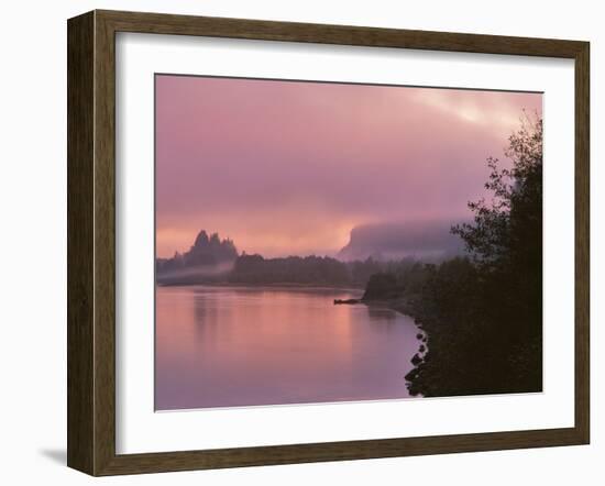 Oregon, Columbia River Gorge. Fog Along Columbia River-Steve Terrill-Framed Premium Photographic Print