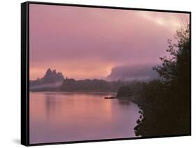 Oregon, Columbia River Gorge. Fog Along Columbia River-Steve Terrill-Framed Stretched Canvas