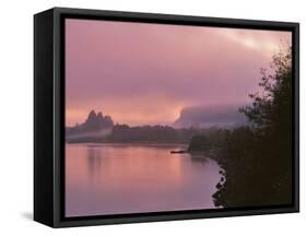 Oregon, Columbia River Gorge. Fog Along Columbia River-Steve Terrill-Framed Stretched Canvas
