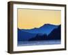 Oregon, Columbia River Gorge National Scenic Area, Columbia River and Gorge Peaks at sunset-Jamie & Judy Wild-Framed Photographic Print