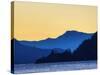 Oregon, Columbia River Gorge National Scenic Area, Columbia River and Gorge Peaks at sunset-Jamie & Judy Wild-Stretched Canvas