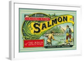 Oregon - Columbia River - the Oregon Historical Society Salmon Label-Lantern Press-Framed Art Print