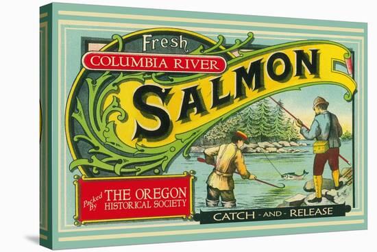 Oregon - Columbia River - the Oregon Historical Society Salmon Label-Lantern Press-Stretched Canvas